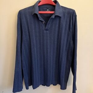 Covington Ribbed Cotton Pullover Polo Men Large Blue Gray